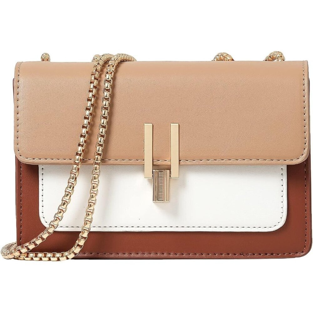Women Brown Imported Faux Leather Twist Lock Crossbody Designer Handbags - Picture 2 of 8
